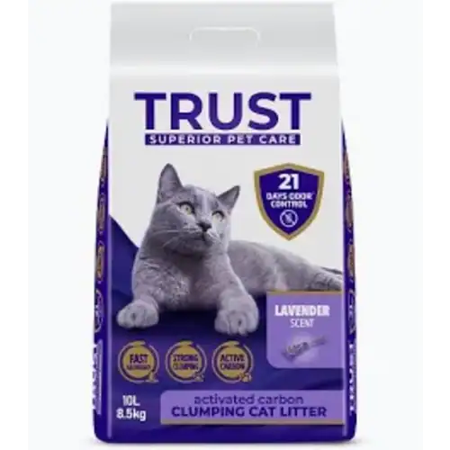 חול מתגבש לחתולים TRUST עם פחם פעיל - בריח לבנדר (Lavender) 10 ליטר / 8.5 ק"ג